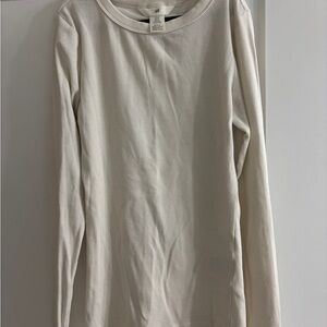 H&M Cream Long Sleeve Ribbed Top